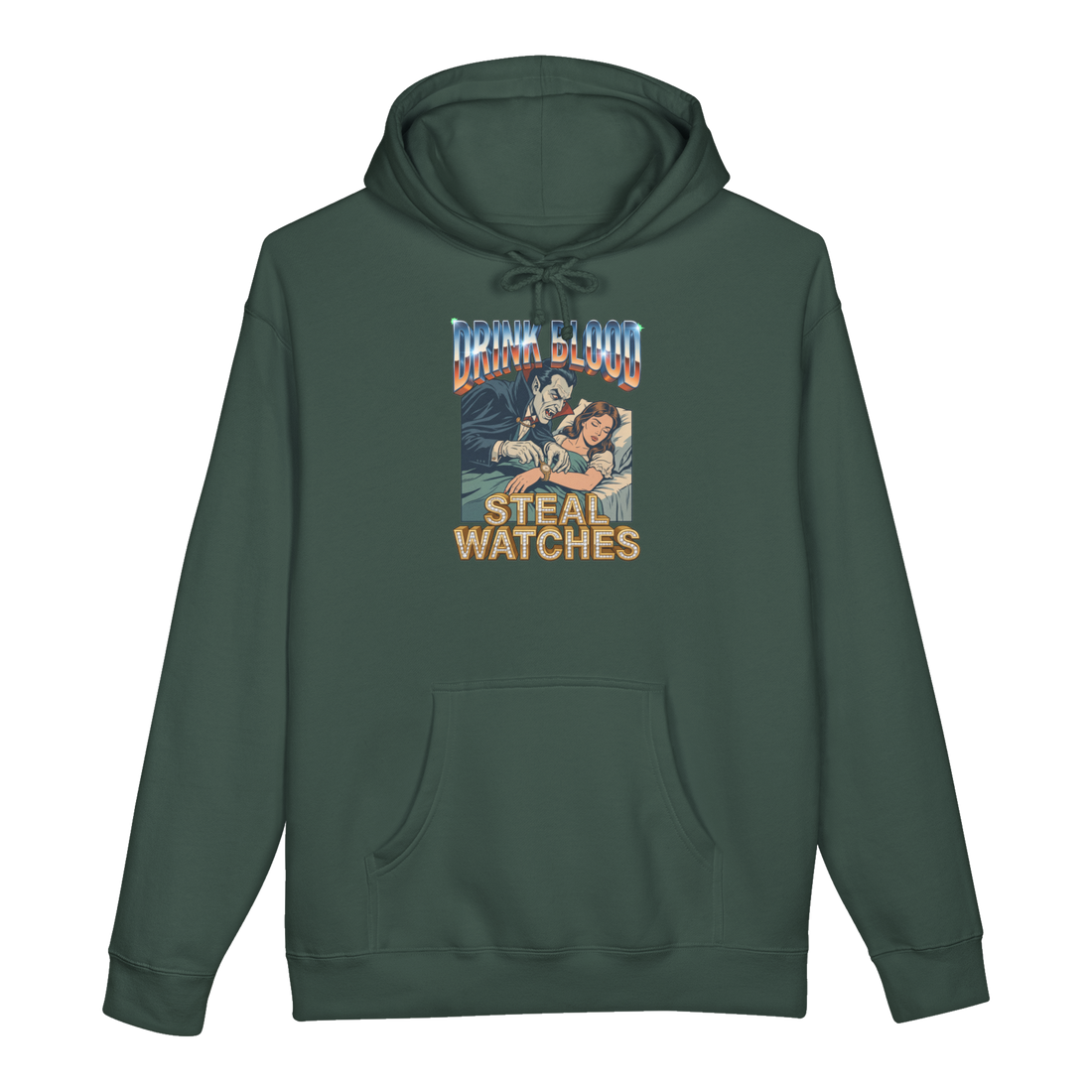 Transylvanian Lick — Funny Vampire Bootleg Hoodie — Alpine Green